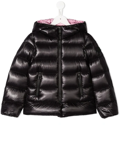 Moncler Kids' Sunday Laque Hooded Quilted Jacket In Black