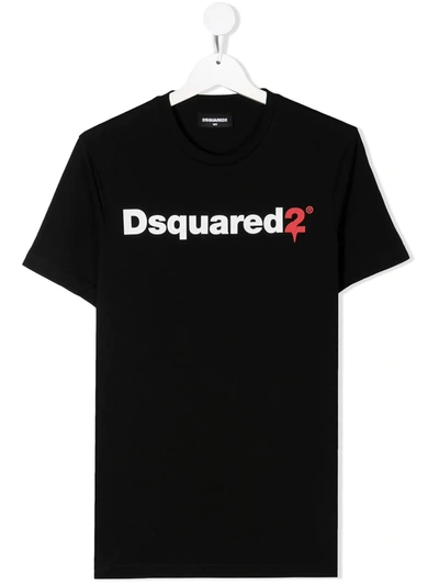 Dsquared2 Teen Logo-print T-shirt In Black