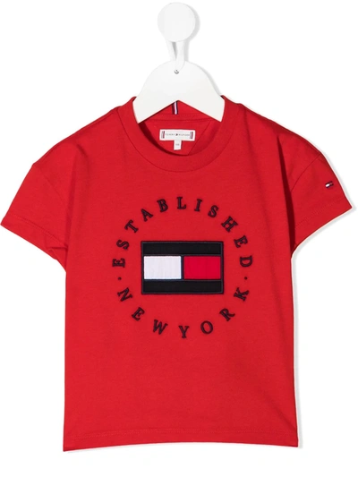 Tommy Hilfiger Junior Kids' Heritage Embroidered Logo T-shirt In Red