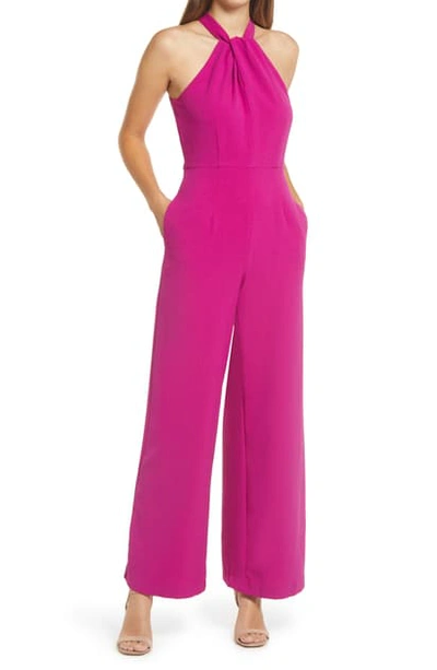 Julia Jordan Halter Neck Jumpsuit In Orchid