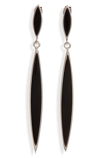 Isabel Marant Modernist Double Drop Earrings In Black/ Silver