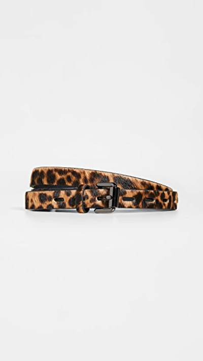 Rebecca Minkoff Genuine Calf Hair Belt In Leopard/ Silver