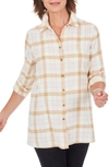 Foxcroft Journey Brushed Plaid Shirt In Blush