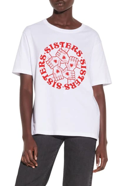Sandro Sisters Circle Graphic Tee In White