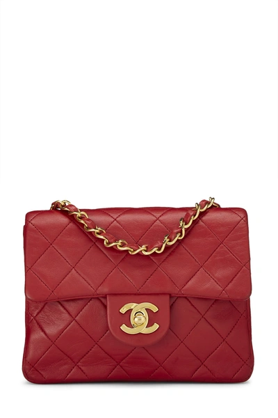 Pre-owned Chanel Red Quilted Lambskin Half Flap Mini