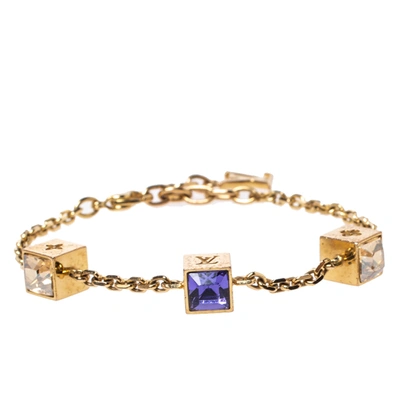 Pre-owned Louis Vuitton Gamble Crystal Gold Tone Station Bracelet