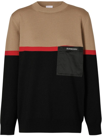 Burberry Colour-block Sweater In Black