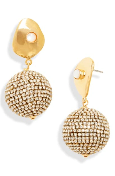 Lizzie Fortunato Crystal Sand Earrings In Gold