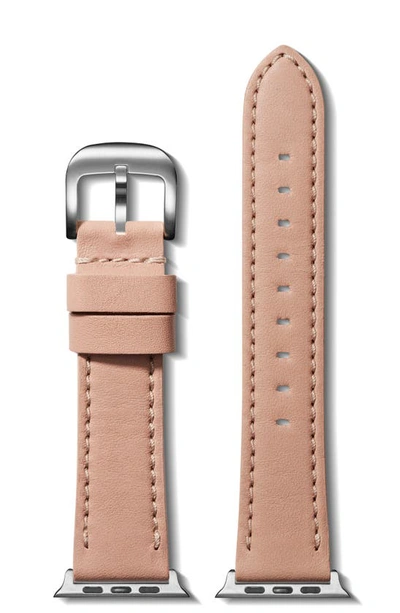 Shinola Smooth Essex Leather Strap For Apple Watch In Blush