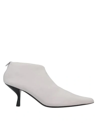 The Row Bourgeoise Leather Ankle Boots In Light Grey