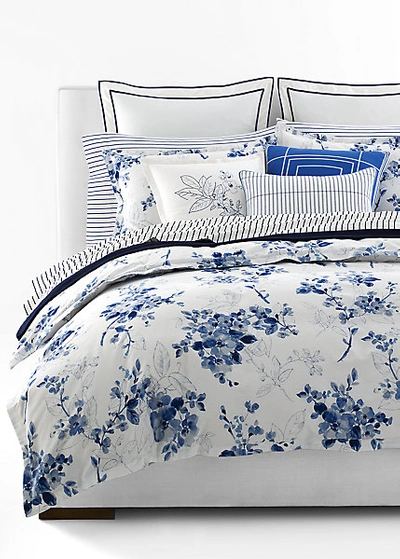 Ralph Lauren Sandra Floral Percale Comforter Set In Blue And White