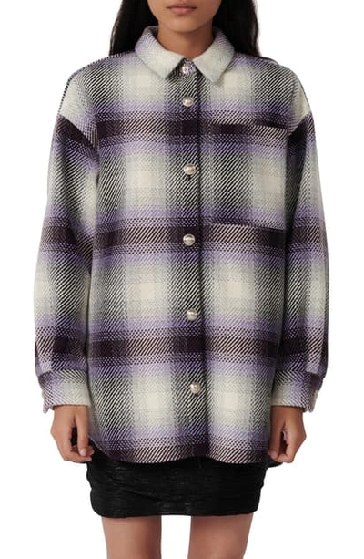 Maje Banelle Checkered Shirt Jacket In Parme