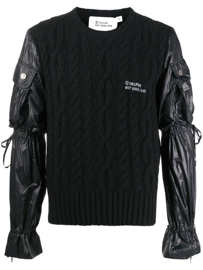 Telfar Cable-knit Panelled Jumper In Black
