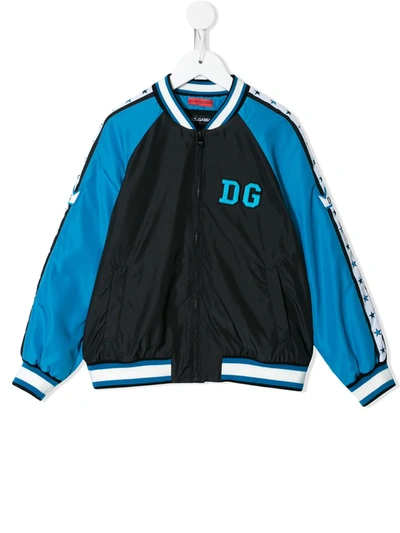 Dolce & Gabbana Kids' Logo Patch Bomber Jacket In Black