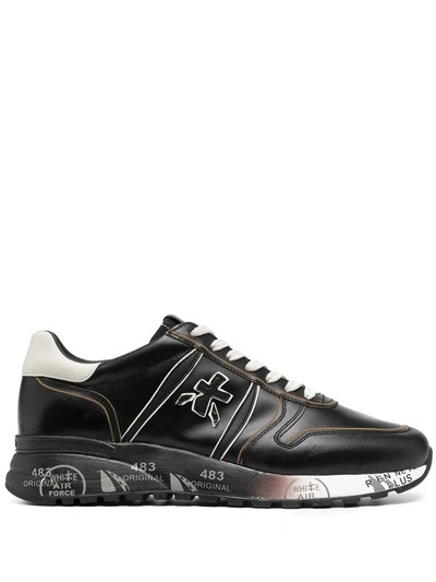 Premiata Lander Leather Sneakers In Black