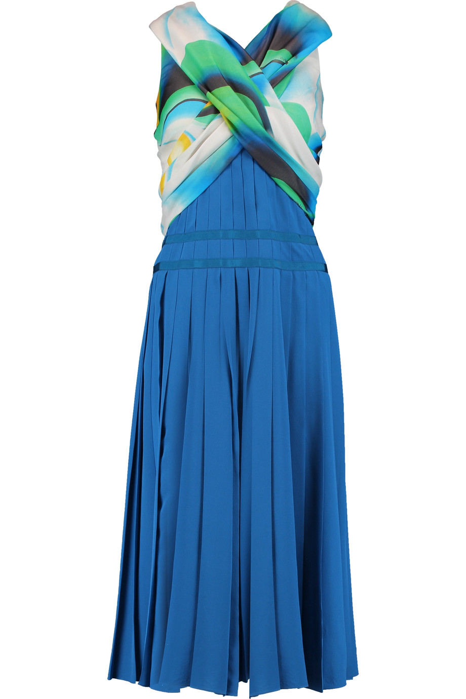 Vionnet Pleated Printed Silk Crepe De Chine Midi Dress | ModeSens