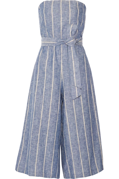 Alice And Olivia Lucie Pinstriped Linen And Cotton-blend Jumpsuit ...