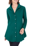 Foxcroft Cecilia Non-iron Button-up Tunic Shirt In Evergreen