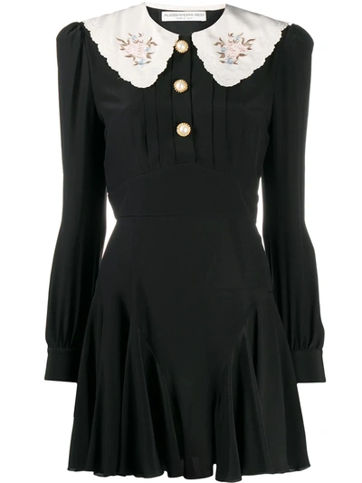 Alessandra Rich Peter Pan Collar Mini Dress In Black