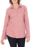 Foxcroft Jane Stripe Button-up Shirt In Rosewood