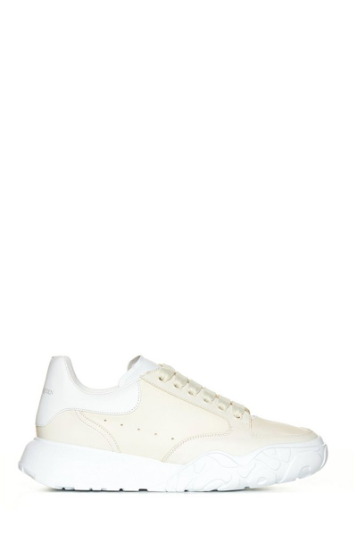 Alexander Mcqueen Court Raised-sole Leather Trainers In White