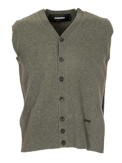 Dsquared2 Buttoned Vest In Green