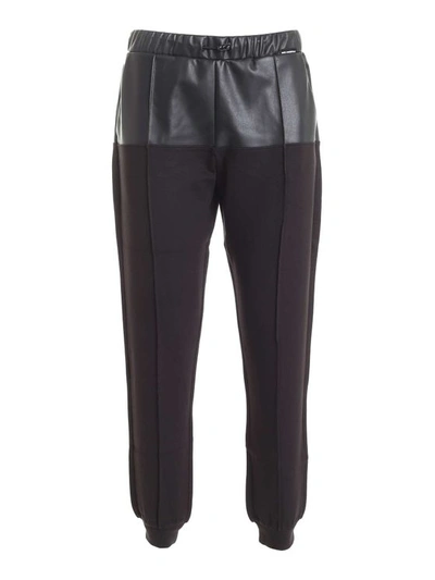 Karl Lagerfeld Faux Leather Detail Joggers In Black