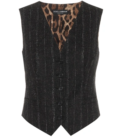 Dolce & Gabbana Stretch Wool Blend One Breast Vest In Black