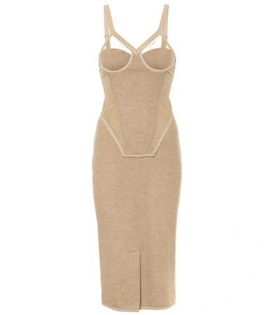Burberry Technical Cashmere And Stretch Nylon Corset Dress In Beige
