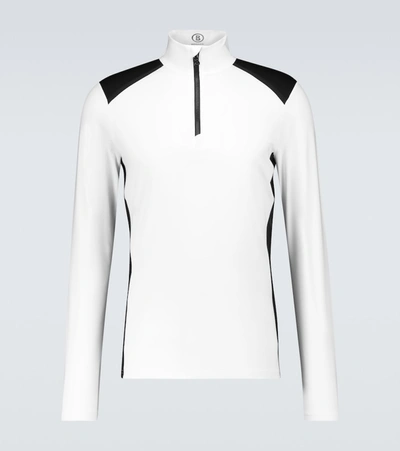 Bogner Tarry Slim-fit Logo-print Stretch-jersey Half-zip Base Layer In White