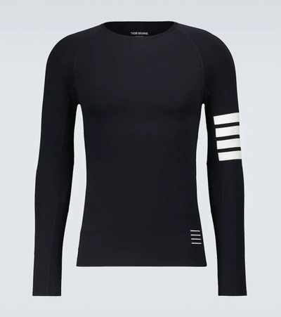 Thom Browne Four-bar Technical-jersey Compression T-shirt In Charcoal
