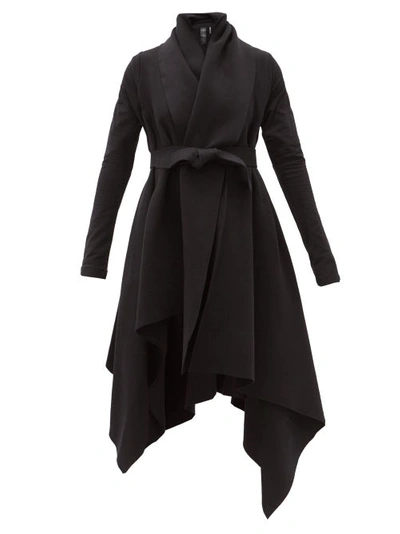 Norma Kamali Blanket Asymmetric Cotton-blend Jersey Coat In Dark Gray