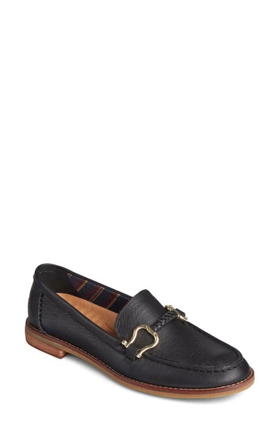 Sperry Seaport Buckle Loafer In Black Plush Leather