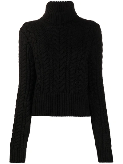 Dolce & Gabbana Cable-knit Cashmere Turtle-neck Sweater In Black