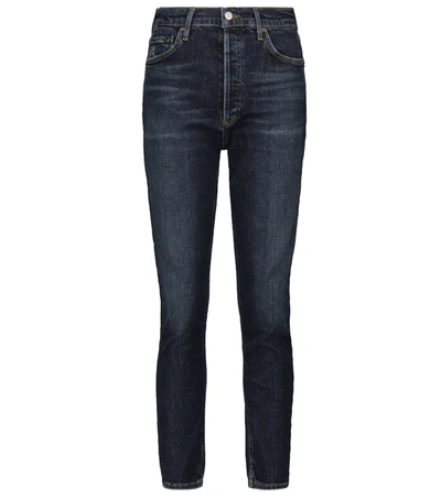 Agolde Nico Cropped High-rise Slim Jeans In Blue