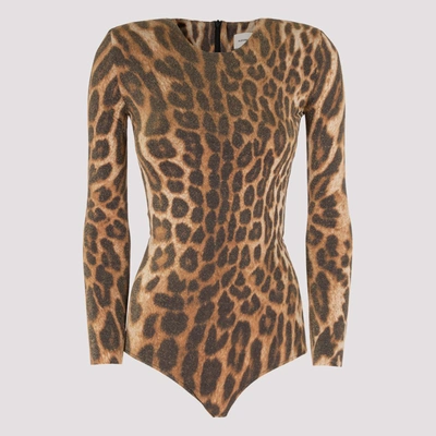 Alexandre Vauthier Leopard Print Bodysuit In Multi