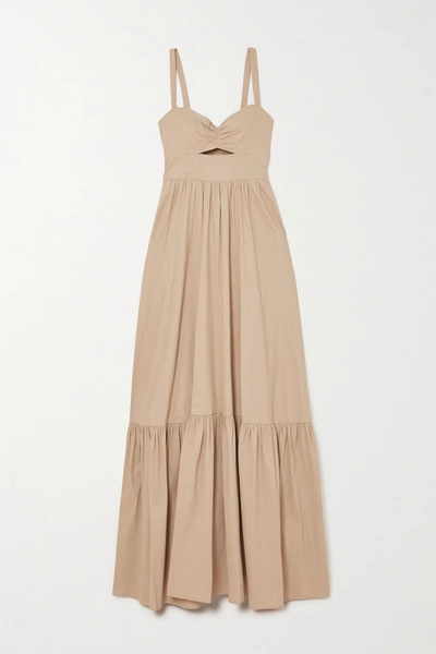 A.l.c . X Petra Flannery Everly Cutout Smocked Linen-blend Maxi Dress In Sand