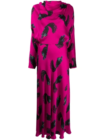 chinese dress ladies Cat Print Midi Dress - Jade by Jane Oversized Pockets
