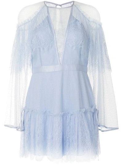 Alice Mccall Ruffled Lace Mini Dress In Blue