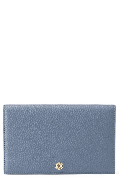 Dagne Dover Accordion Leather Travel Wallet In Ash Blue