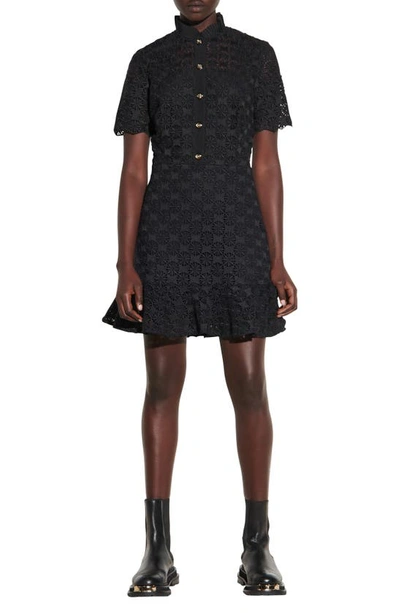 slim fit dress slacks MB FASHION Black Elegant Floral Lace Short Sleeve Fit-and-Flare Dress