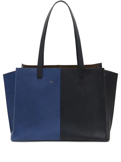 Mansur Gavriel Multitude Bi-color Leather Tote In Navy