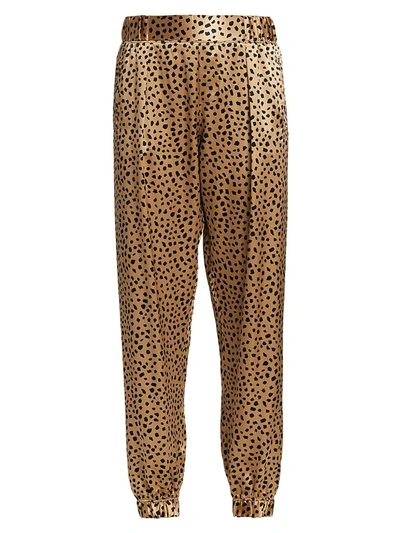 Atm Anthony Thomas Melillo Cropped Leopard-print Silk-satin Tapered Pants In Camel/black Combo