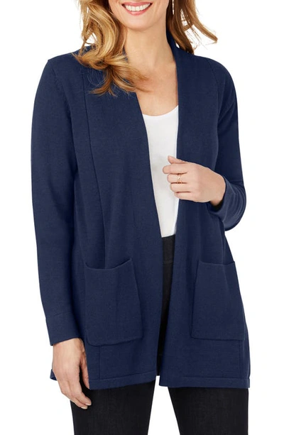 Foxcroft Bethanie Open Front Cardigan In Cadet Blue