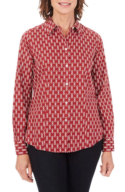Foxcroft Dianna Cotton Printed Shirt In Rosewood