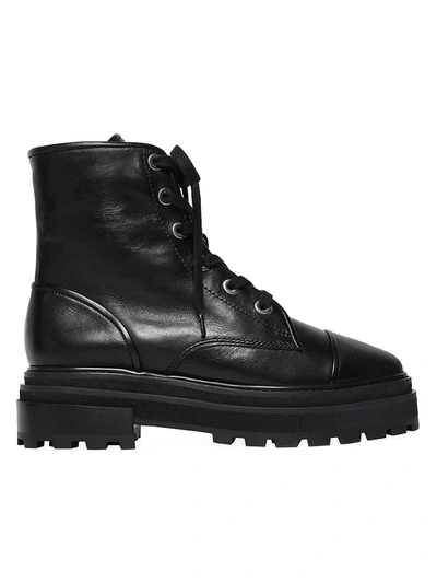 Schutz Women's Maylova Block Heel Platform Combat Boots In Black Smooth Leather