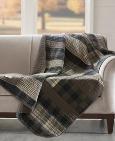 Woolrich Plaid Patchwork Quilted Throw In Taupe