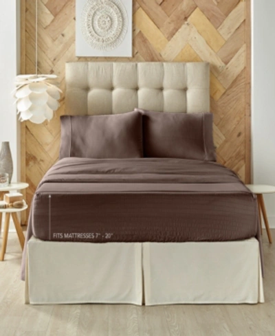 J Queen New York Royal Fit 300 Thread Count 100% Cotton 4-pc. Sheet Set, California King In Chocolate