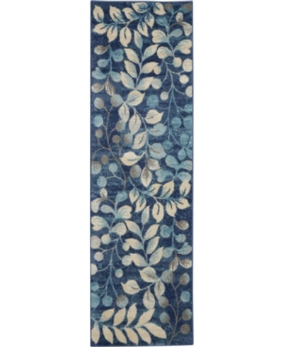 Long Street Looms Peace Pea03 Navy 2'3" X 7'3" Runner Rug