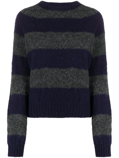 Ymc You Must Create Striped Knit Jumper In Grey